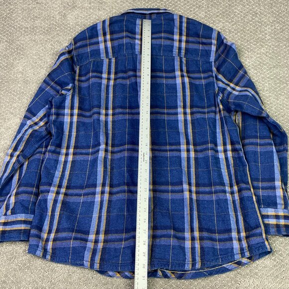 Fat Face Flannel Shirt Mens XXL Blue Indigo Plaid Cotton Long Sleeve Button Down - Picture 14 of 15